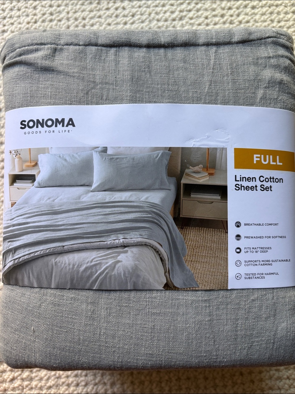 Sonoma Linen Cotton Sheet Set - Light Gray